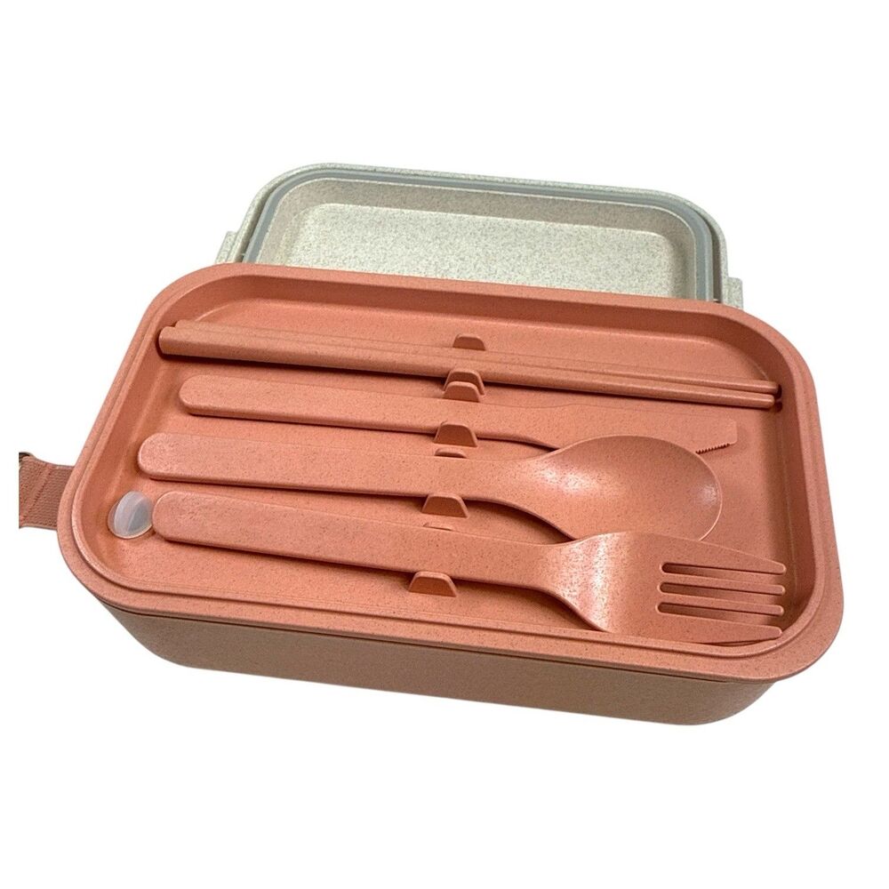 OUR PLACE The Lunch Box w/ Chopsticks, Knife, Spoon, Fork FabFitFun Rose gold